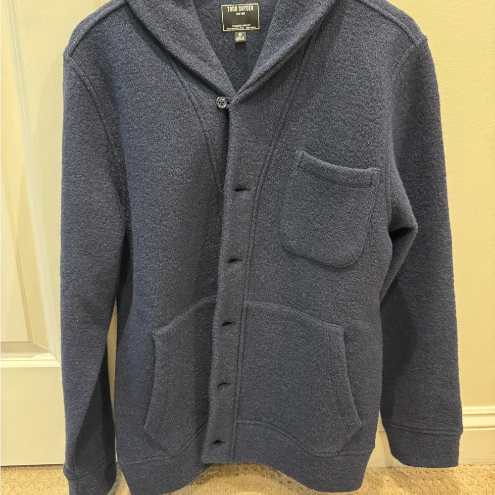 Boiled Wool Cardigan with Shawl Collar